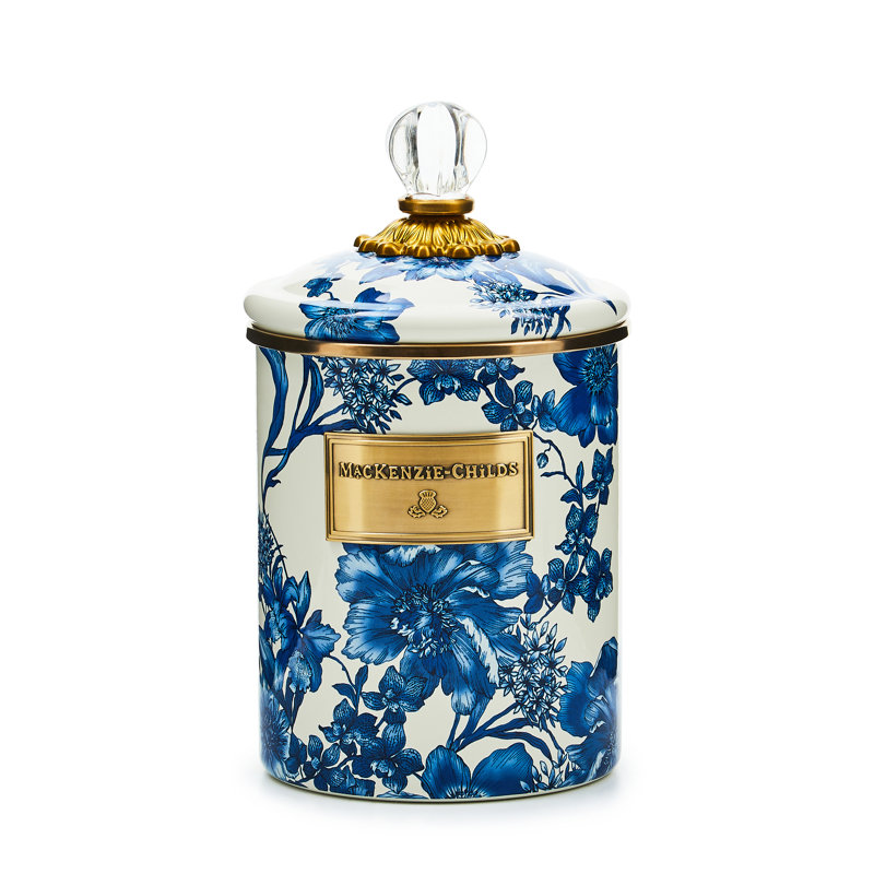 Rosy English Garden Small Canister, 48, Blue/White
