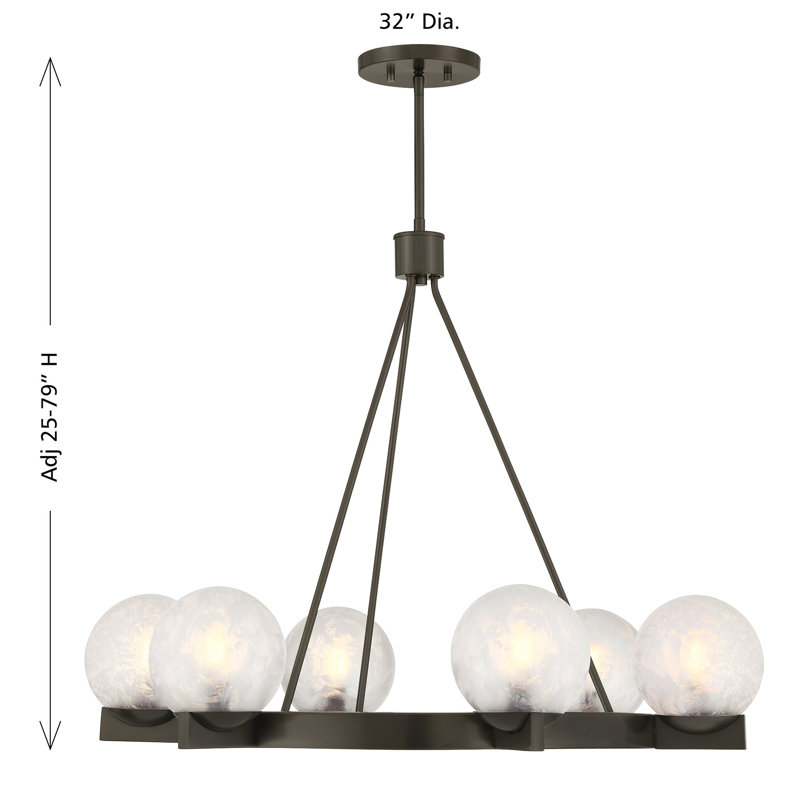 Lustre en bronze 6 lumières Darien, Bronze