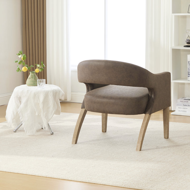 Fauteuil d'appoint rembourré l 26,16 po, Café