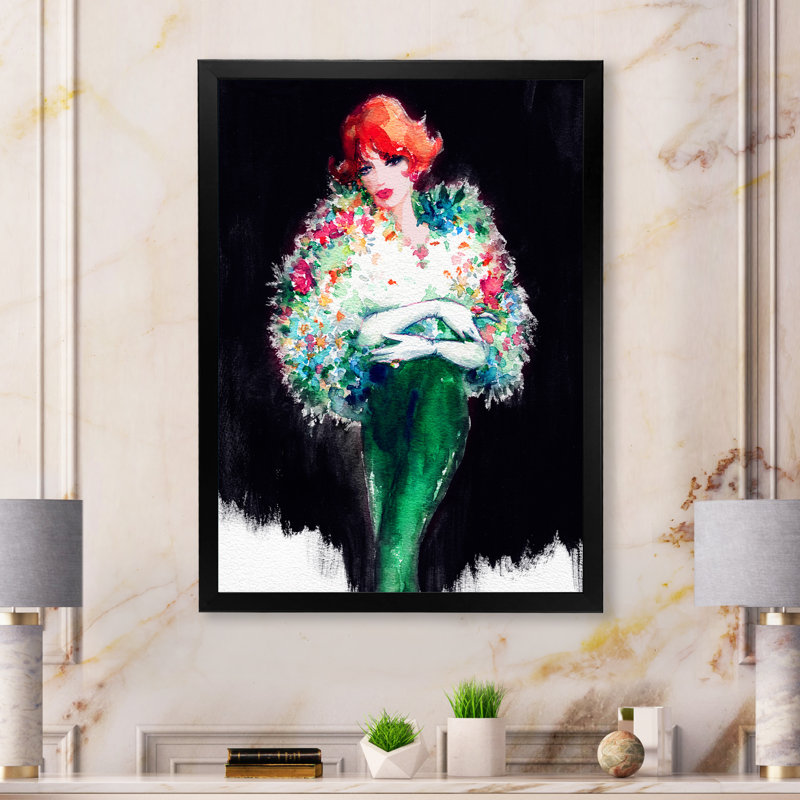 " Stylish Fashionista In Vibrant Colors IV " Painting Print, Black Picture Framed, 20" H x 12" W x 1" D