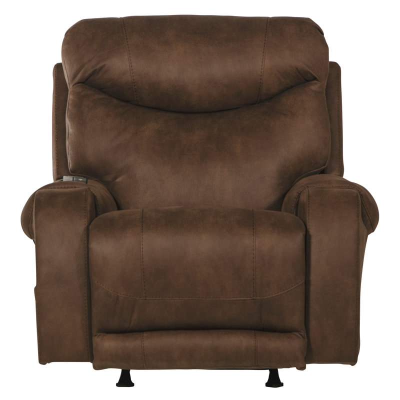 Recharger Power Rocker Recliner with Adjustable Headrest & Lumbar and CR3 Heat & Massage, Chocolate Polyester