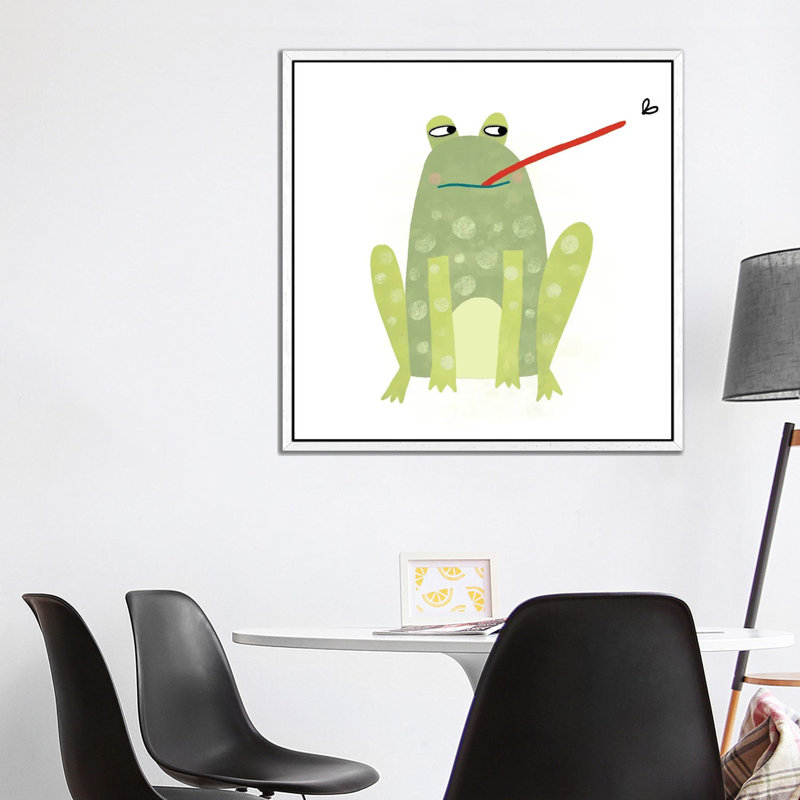 Frog 1 Piece Wall Art on Canvas, 66.04 cm H x 66.04 cm W, White Framed