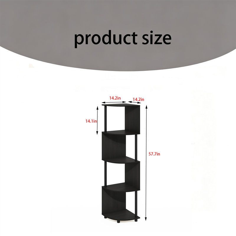 Tablette d'angle, bibliothèque d'angle à 4 niveaux, support de rangement en zigzag, tablette de présentation, bibliothèque pour l'organisation et le rangement, idéale pour le salon, le bureau à domicile
