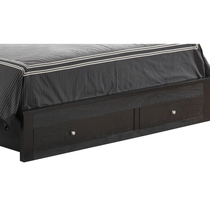 Lit double avec rangement - Noir mat - Caractéristiques de construction et d'espace