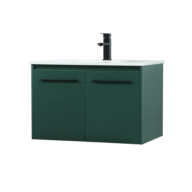 Penn 30'' Single Bathroom Vanity with Engineered Marble Top, Green