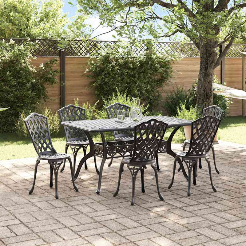 6 - Person Patio Dining Set Rectangular Table, Black