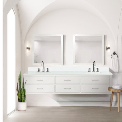 Meuble-lavabo double 84 po X P 22 po D, plateau en marbre de culture et ensemble de robinet