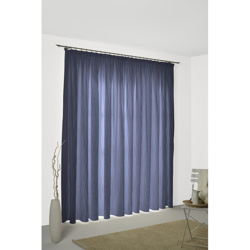 Pedersen Pencil Pleat, Single Curtain, opaque, 132cm Width x 255cm Drop, Blue