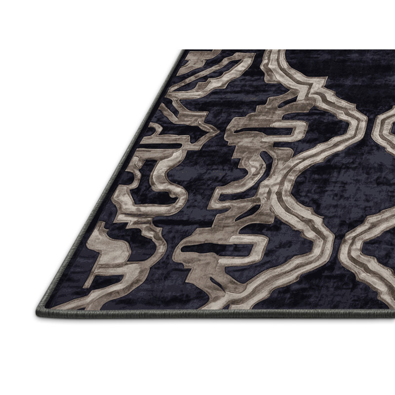 Tapis mauve soyeux et moelleux, Carré 7 pi