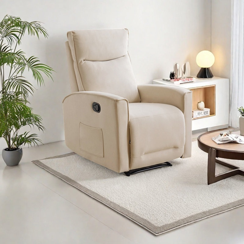 Ergonomic recliner in Minimalist style, White Polyester Blend