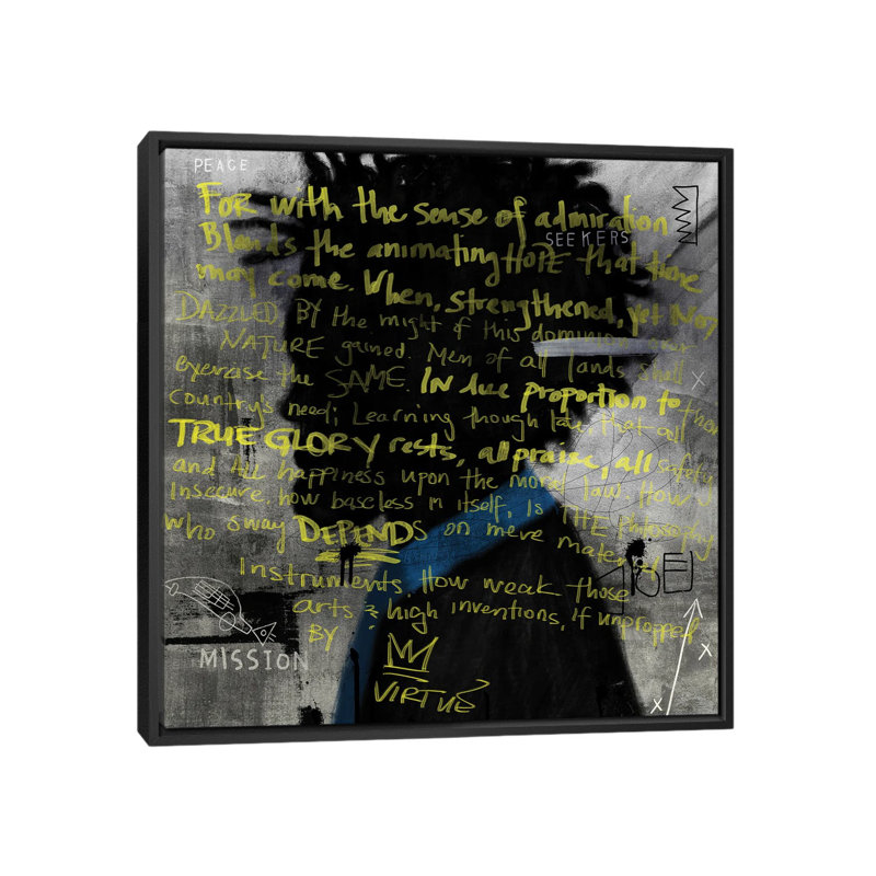 «He Said» par Nikki Chu - reproduction, H 12 po x l 12 po x P 1,5 po, Toile avec cadre noir, Pas de tapis