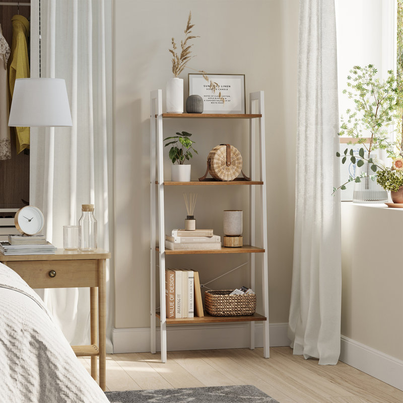Étagère à livres en acier H 54 "x l 22,1" Parik, Blanc/brun rustique