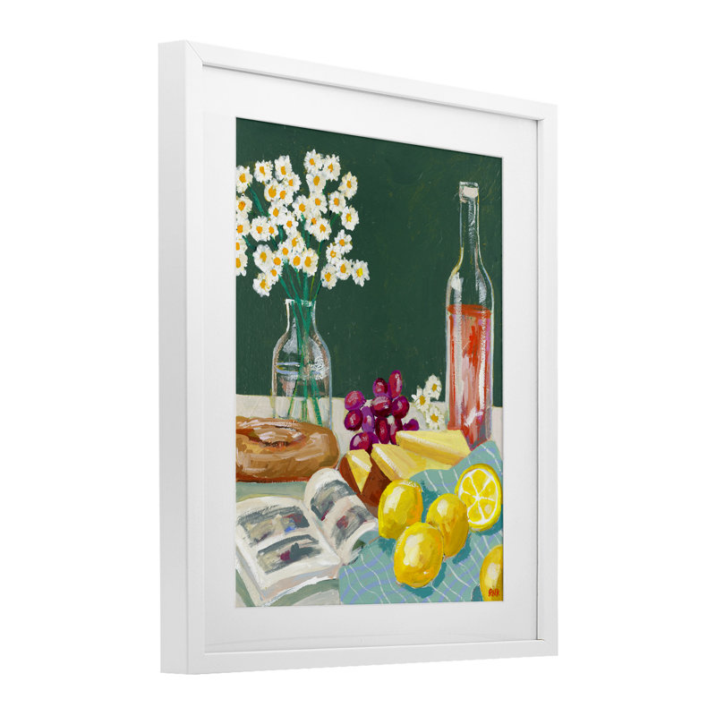 «Cheese, Wine and Lemon Still Life», reproduction encadrée sous verre, conception de Rachael Reese, 16 x 13