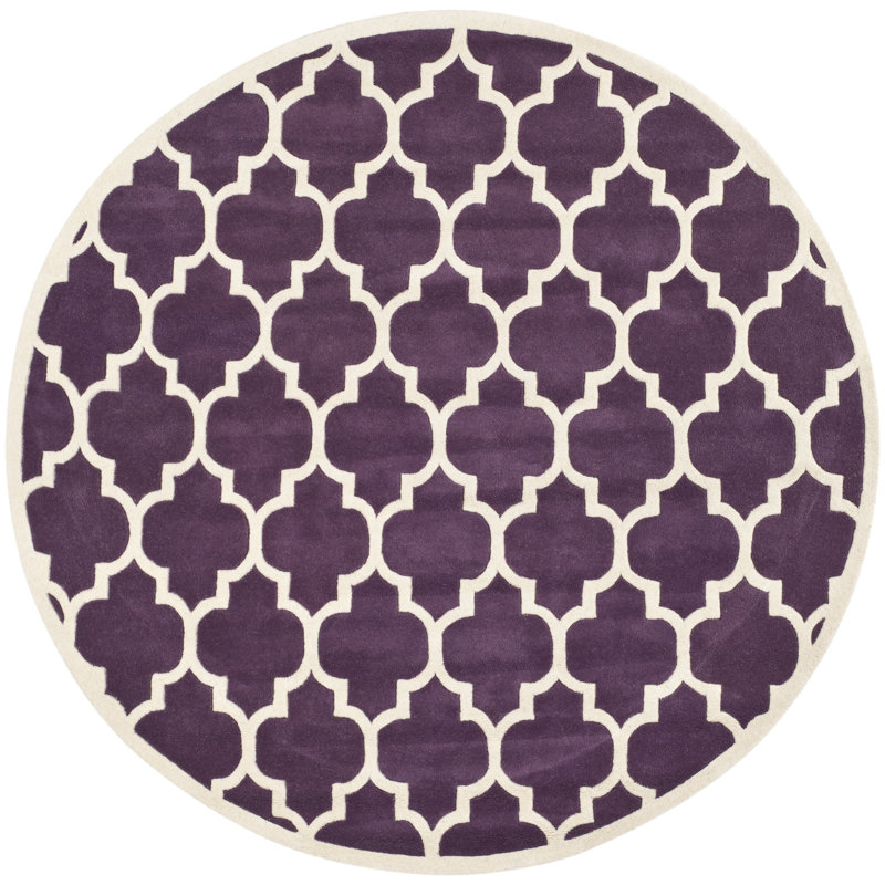 Carolene Hand Tufted Wool Geometric Rug, Round 7'