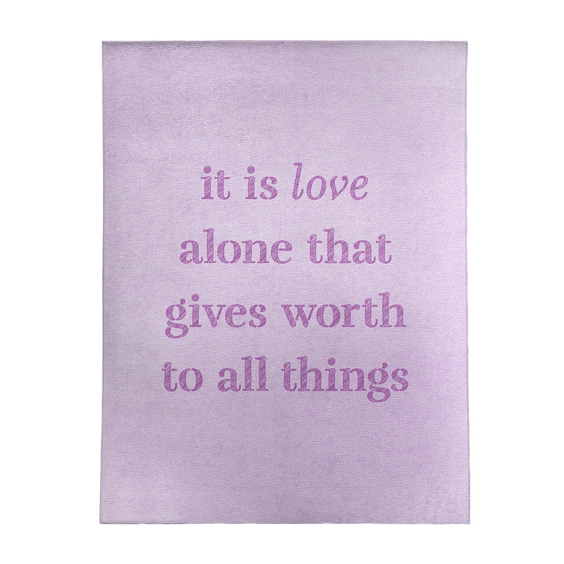 Tapis en poly-chenille à citation manuscrite love, Rectangle 5 pi x 7 pi