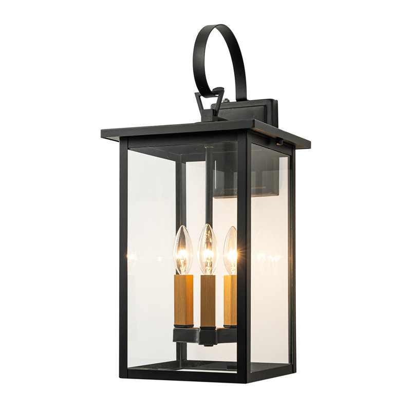 3-Light Square Lantern Outdoor Wall Sconce