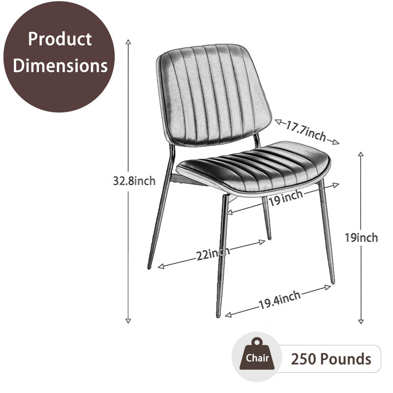 Ensemble de chaises de salle à manger Paden Mid Century Modern, Gris, 2