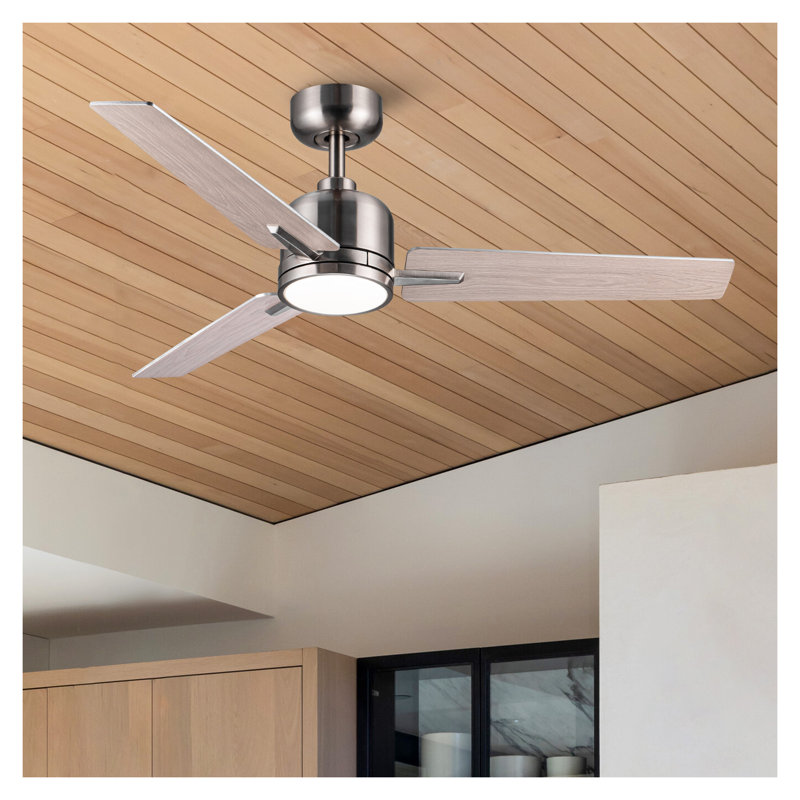 Ventilateur de plafond à profil bas en nickel brossé 48 pouces avec éclairage