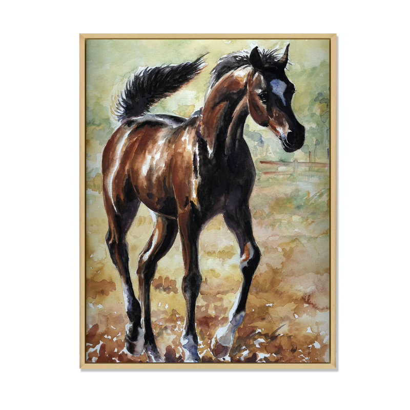 Arabian Brown Horse - reproduction d'art sur toile traditionnelle, H 32 po x l 16 po x P 1 po