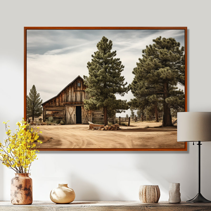 Pin, charme rustique sur bois de pin, H 34 po x l 44 po x P 1,5 po, Cadre flottant brun