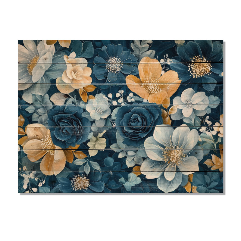 Fleurs électriques dans les jardins de Paris II - Art mural en bois sur bois de pin naturel, H 24 po x l 32 po