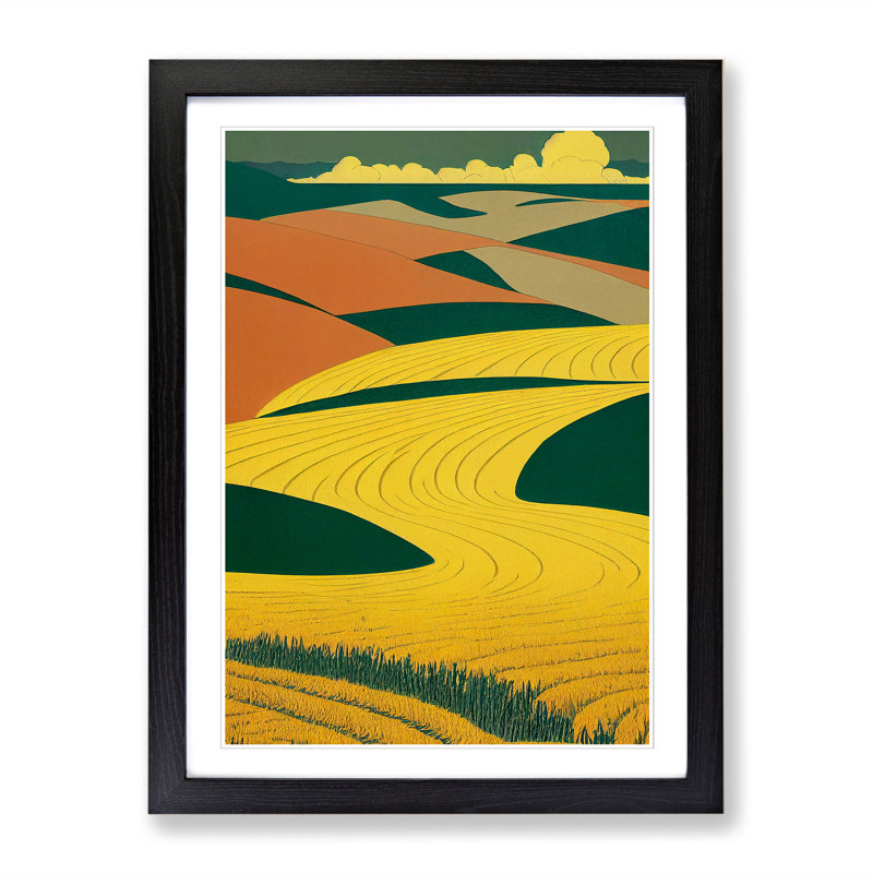 Wheat Field Art Deco Vol.2 - Single Picture Frame Print, Black, 64cm H x 46cm W x 2cm D