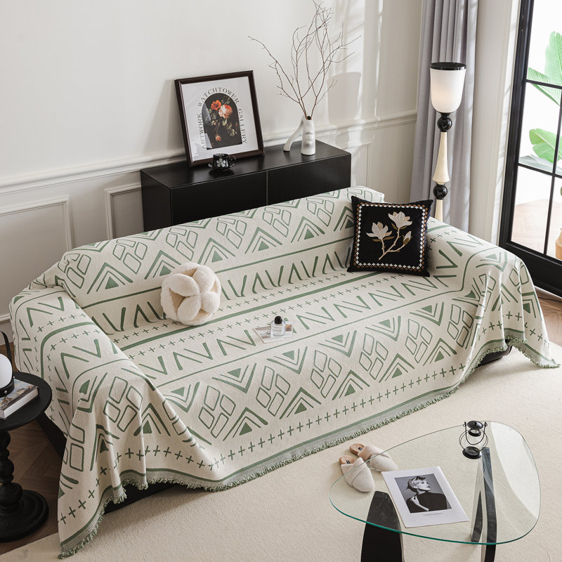 Housse pour canapé en chenille à motif géométrique épais et irrégulier Classic Bohemian, H 71 po x l 150 po x P 0,1 po
