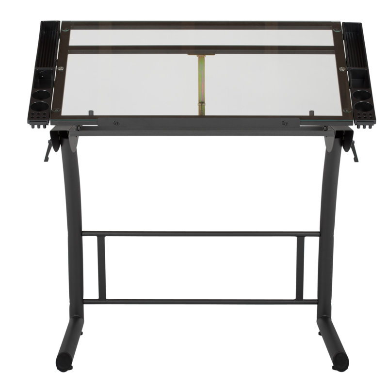 Versatile TriFlex 45" Glass Top Adjustable Drafting Table, Black