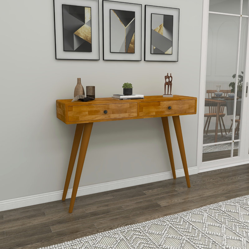 Console Table 110Cm Solid Wood Eradu, Oak