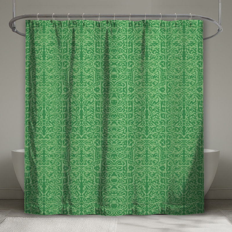 Rideaux de douche en damas vert complexe très longs, L 70 po x H 72 po