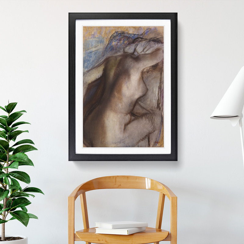After the Bath by Edgar Degas - Picture Frame Painting, 36cm H x 27cm W x 2cm D, Black Framed