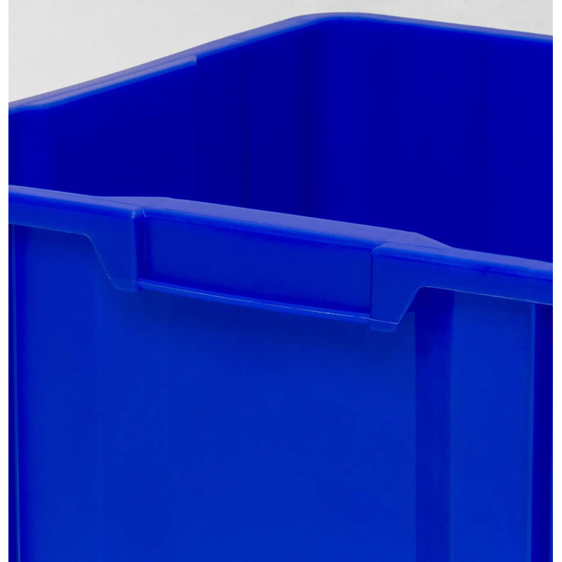 Paquet de 2, bac de recyclage empilable de 12 gallons, contenant de rangement commercial robuste à devant ouvert, bleu