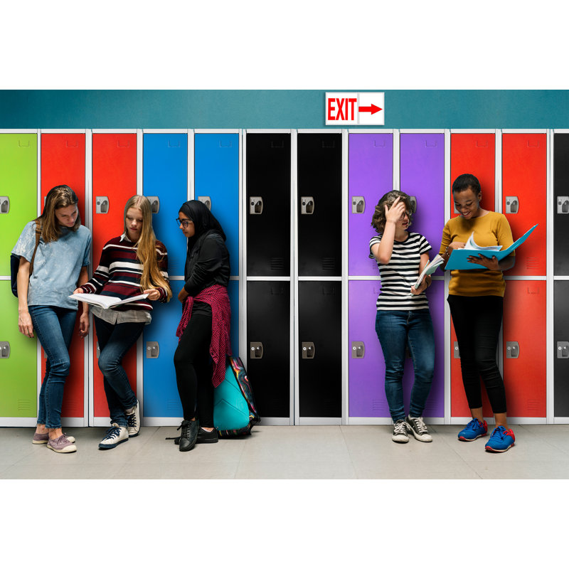 Red Steel Freestanding Locker with Adjustable Shelving