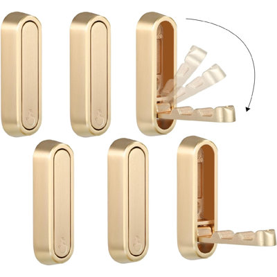 6 foldable golden wall hooks