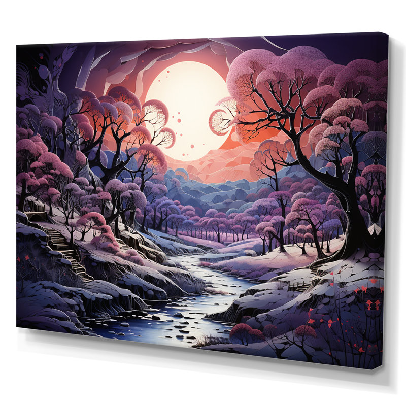 Impression sur toile «Purple Forest Winters Papercut», Toile tendue, H 24 po x l 32 po x P 1 po