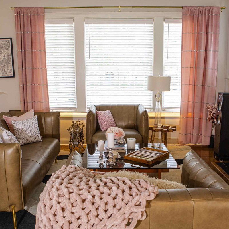 Panneau de rideau lumineux, L 38 po x L 84 po, Rose
