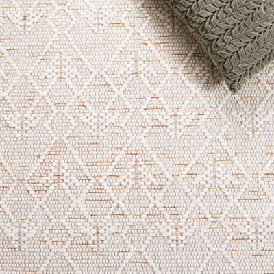 Tapis géométrique en laine et en polyester tissé à la main Manya