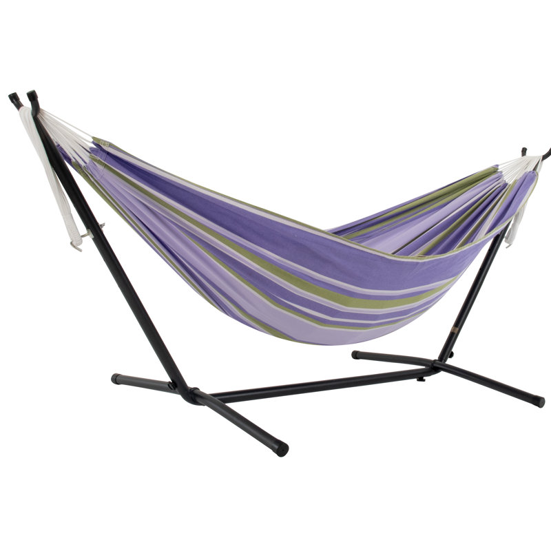 Double Classic Hammock with Stand, 104cm H x 250cm L x 109cm W, Tranquility, Black