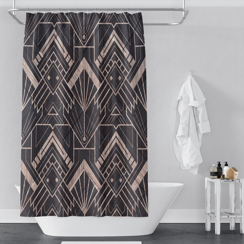 Rideau de douche géométrique simple, H 72 po x l 70 po