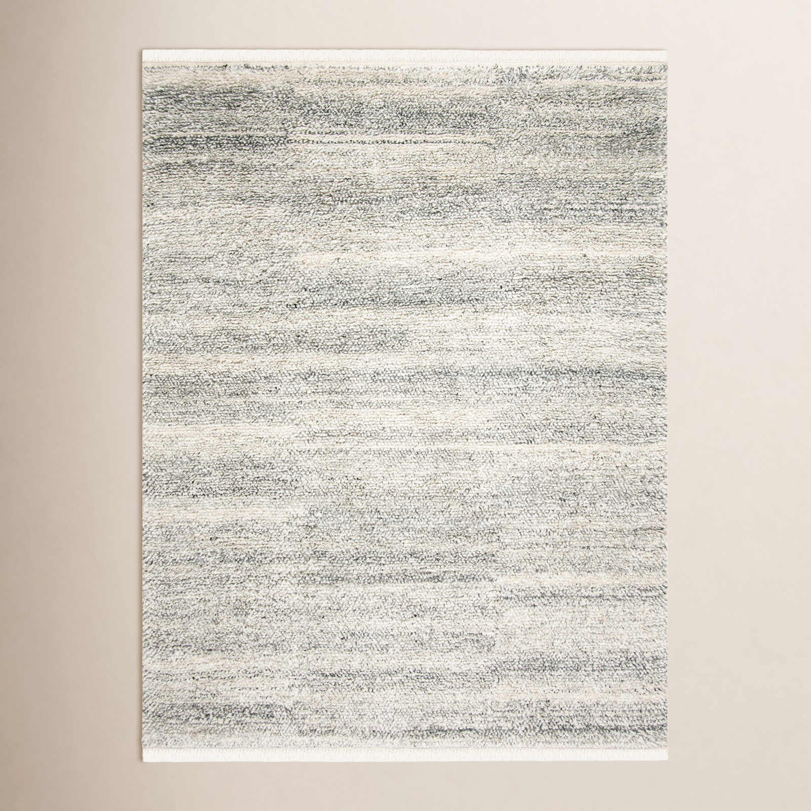 Wyly Light Gray Handmade Shag Wool Rug, Rectangle 8' x 10'