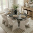 6 - Person Dining Table Sets With Extendable Table & 6 Upholstered Fabric Chairs