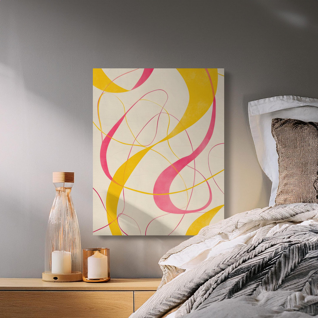Abstract Pink Yellow Swirl Canvas Art