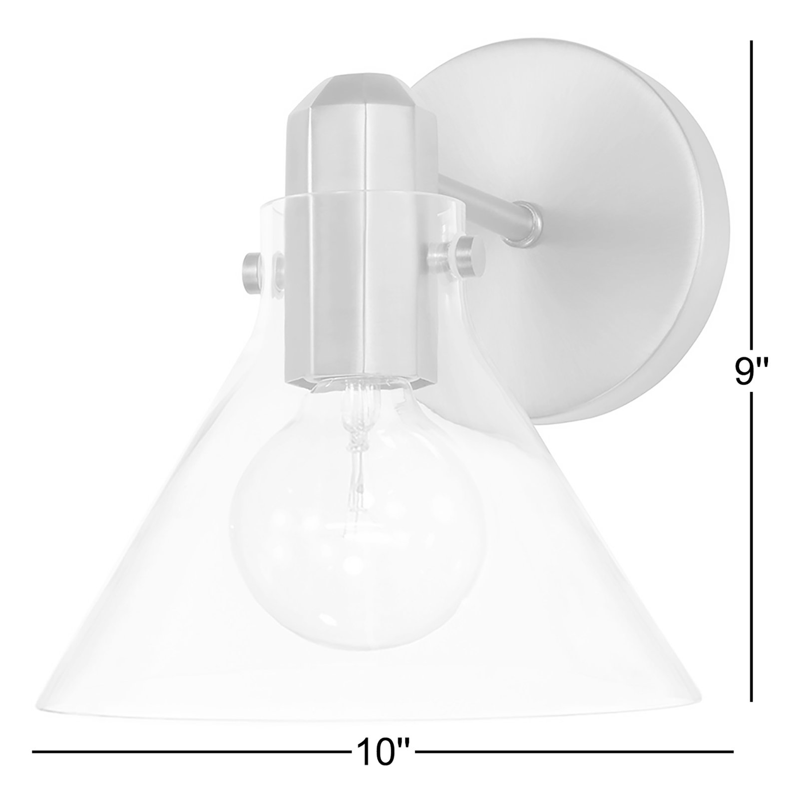 Single Light Glass Dimmable Armed Sconce, Aged Brass