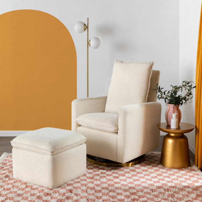 Cali Storage Ottoman, Cream Polyester