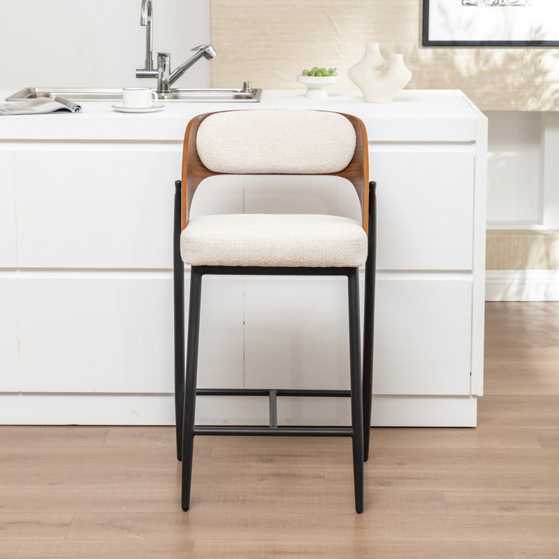 Tabouret de comptoir rembourré Devane, Beige