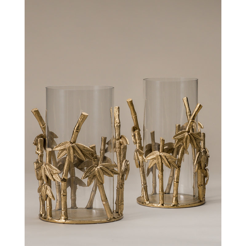Glass Tabletop Hurricane, Gold