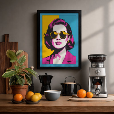 Woman in Sunglasses Modern - Framed Print