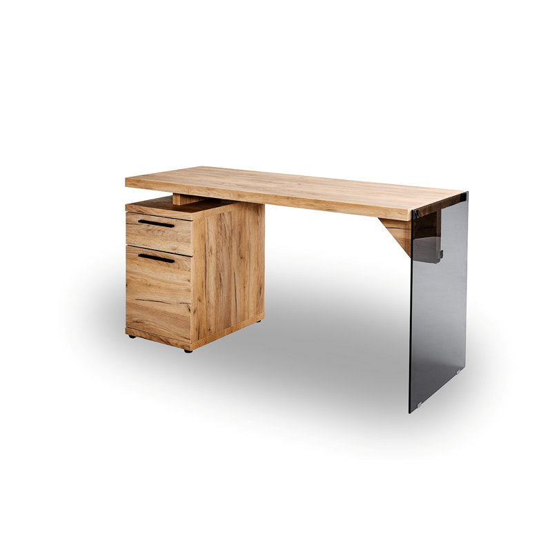 Bureau d'écriture rectangulaire avec rangement Lux, Chêne