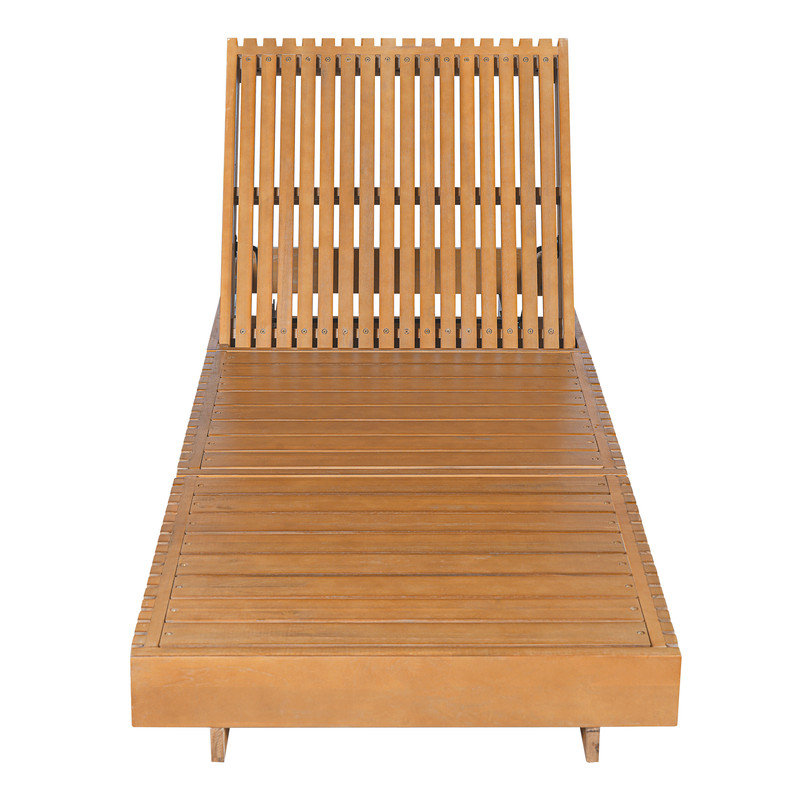 Chaise longue d'extérieur en bois massif avec dossier réglable à 6 positions
