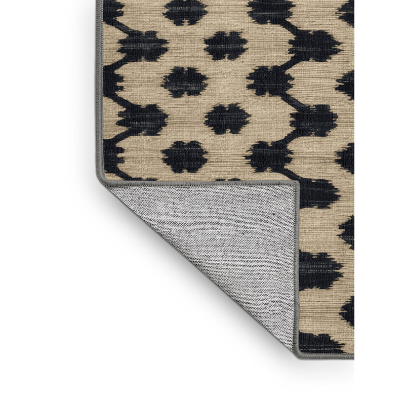 Tapis art déco brun lavable à la machine, Carré 7 pi